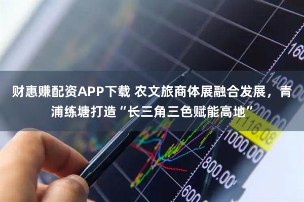 财惠赚配资APP下载 农文旅商体展融合发展，青浦练塘打造“长三角三色赋能高地”